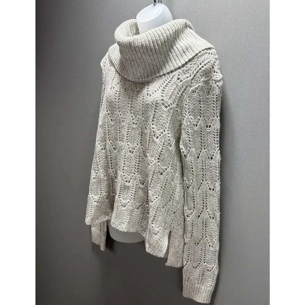White House Black Market Sweater Cowl Neck Womens Medium Gray Shimmer New W Tags